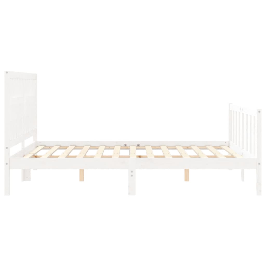 Cadre de lit sans matelas blanc 160x200 cm bois de pin massif - XIOS
