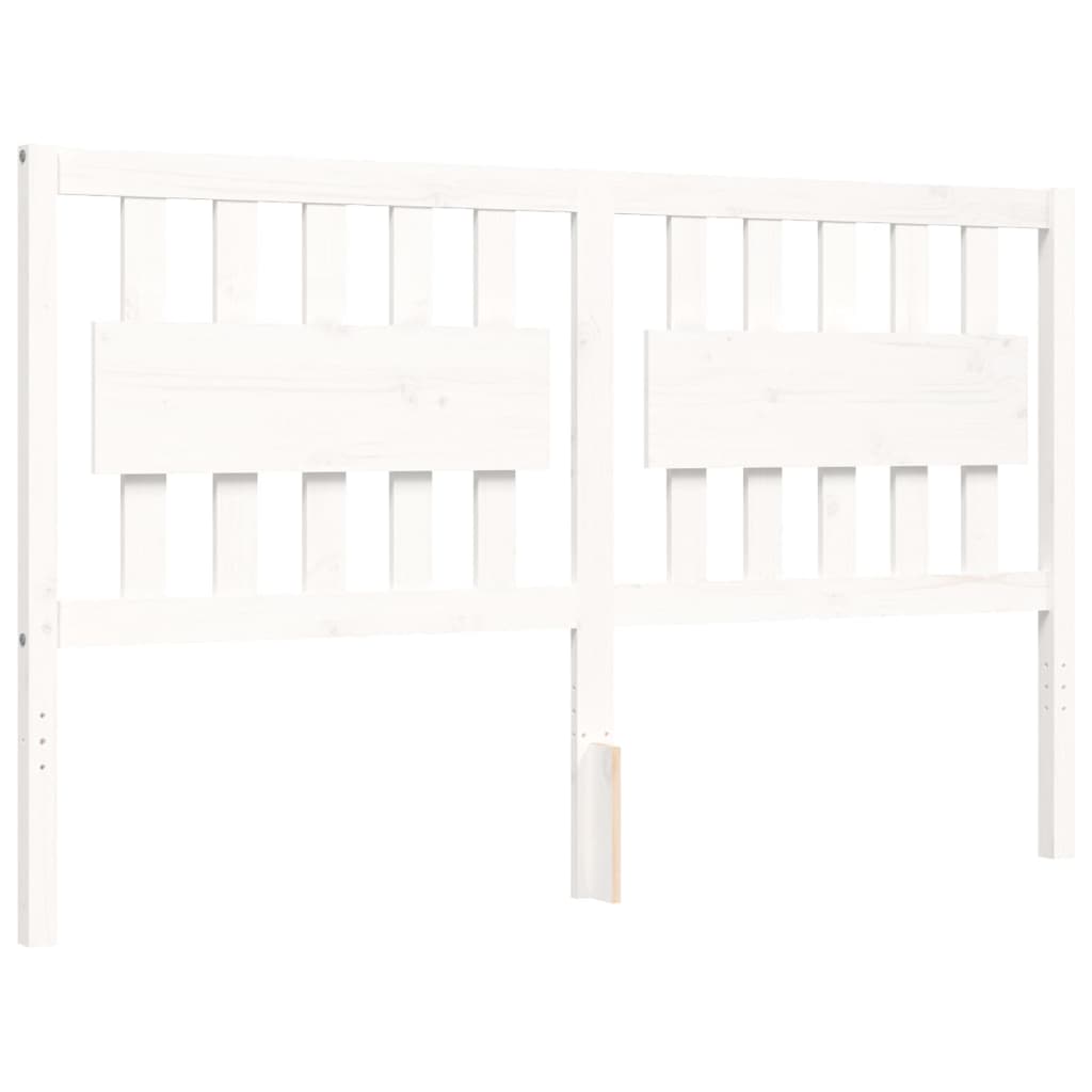 Cadre de lit sans matelas blanc 160x200 cm bois de pin massif - XIOS