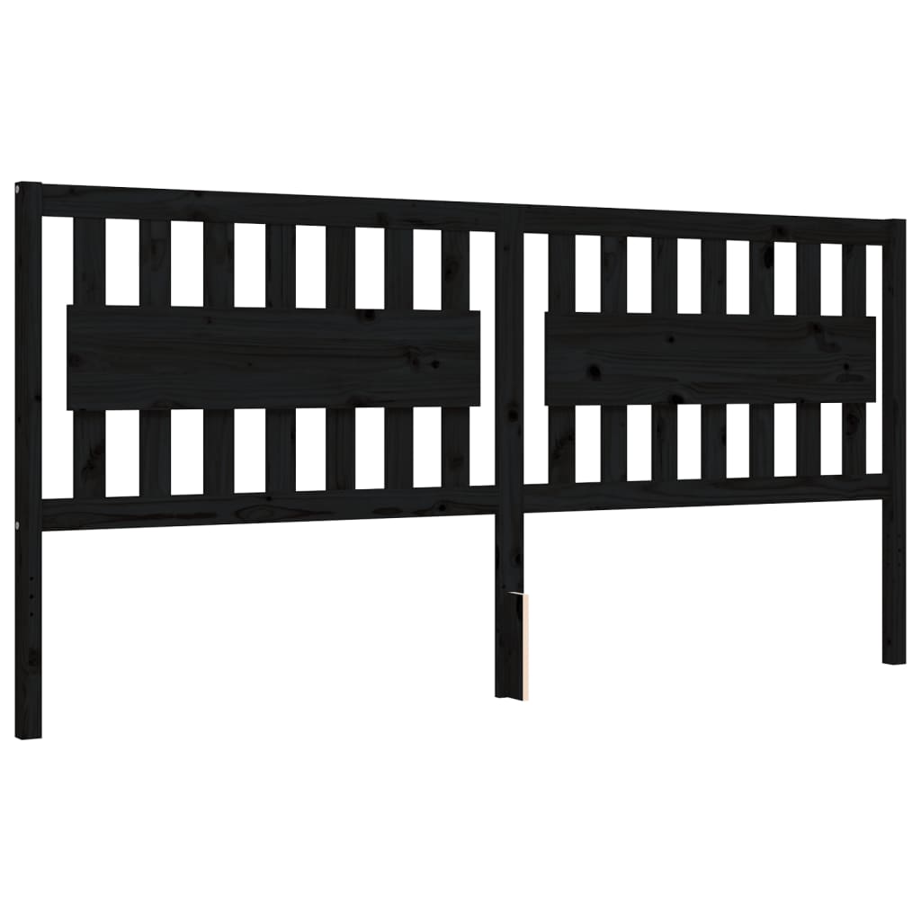 Cadre de lit sans matelas noir 200x200 cm bois massif de pin - XIOS