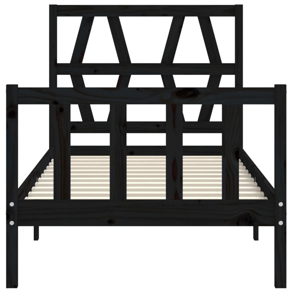 Cadre de lit sans matelas noir bois de pin massif - XIOS