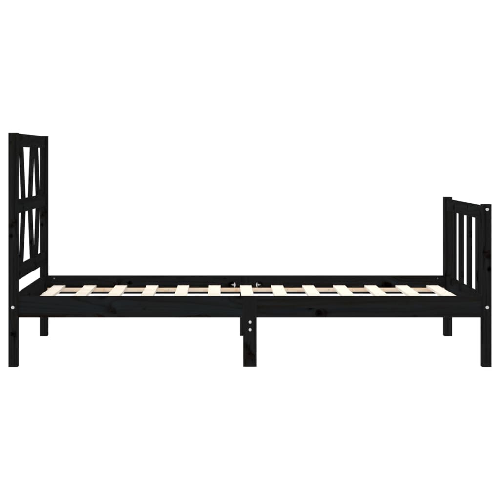 Cadre de lit sans matelas noir bois de pin massif - XIOS