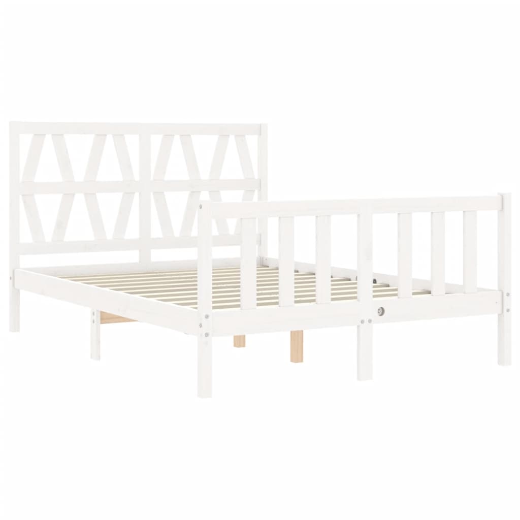 Cadre de lit sans matelas blanc bois de pin massif - XIOS