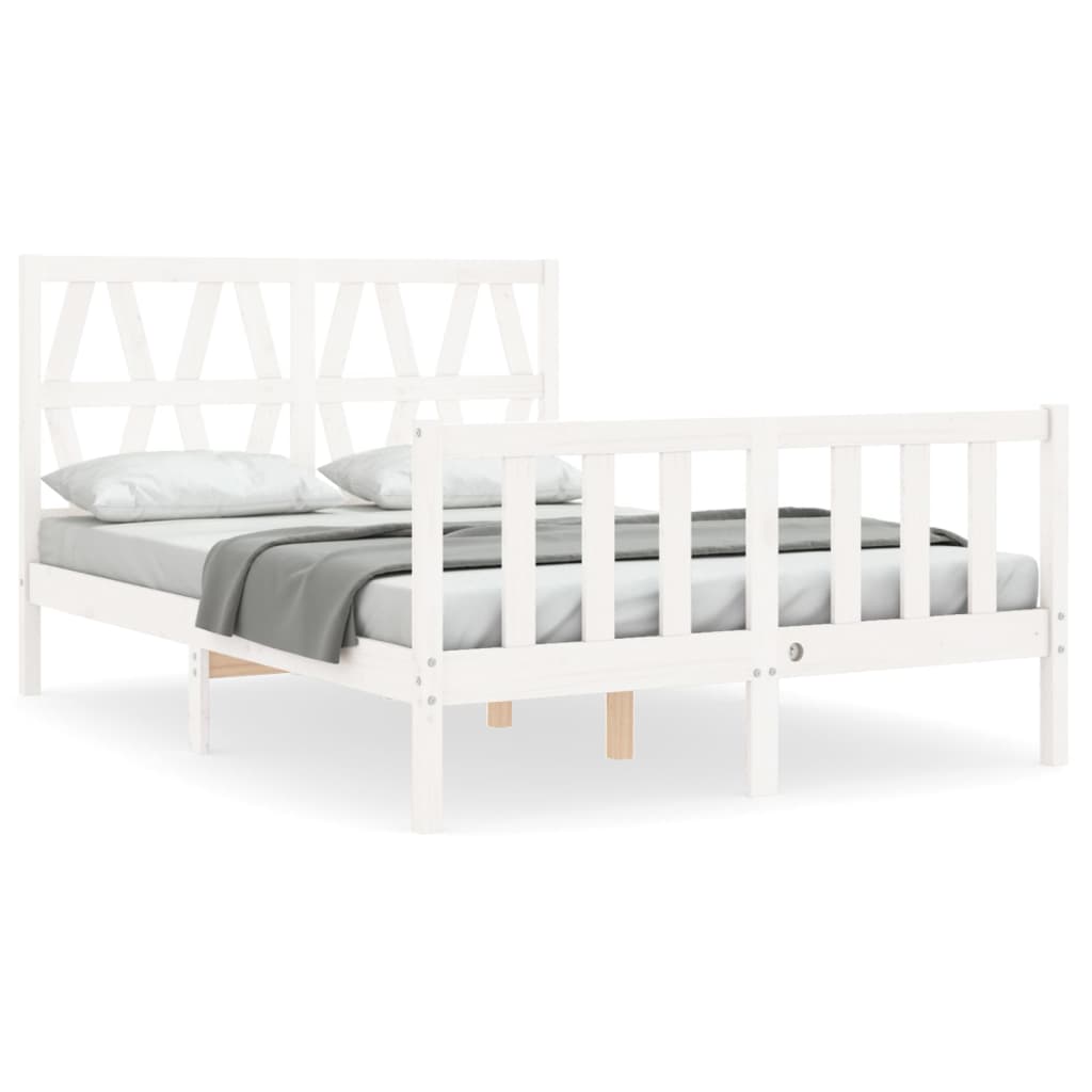 Cadre de lit sans matelas blanc 120x200 cm bois de pin massif - XIOS