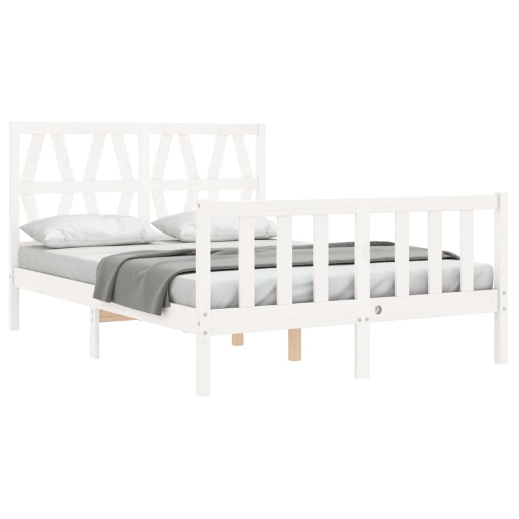 Cadre de lit sans matelas blanc 120x200 cm bois de pin massif - XIOS