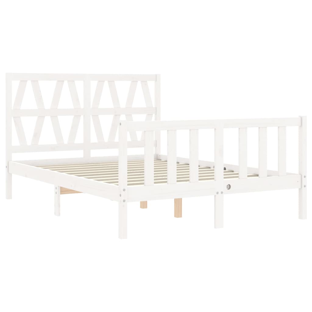 Cadre de lit sans matelas blanc 120x200 cm bois de pin massif - XIOS