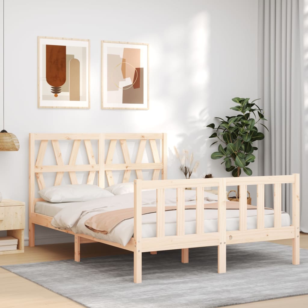 Cadre de lit sans matelas 140x200 cm bois massif de pin - XIOS