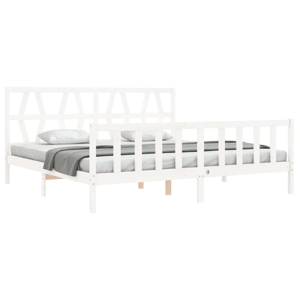 Cadre de lit sans matelas blanc 200x200 cm bois massif de pin - XIOS