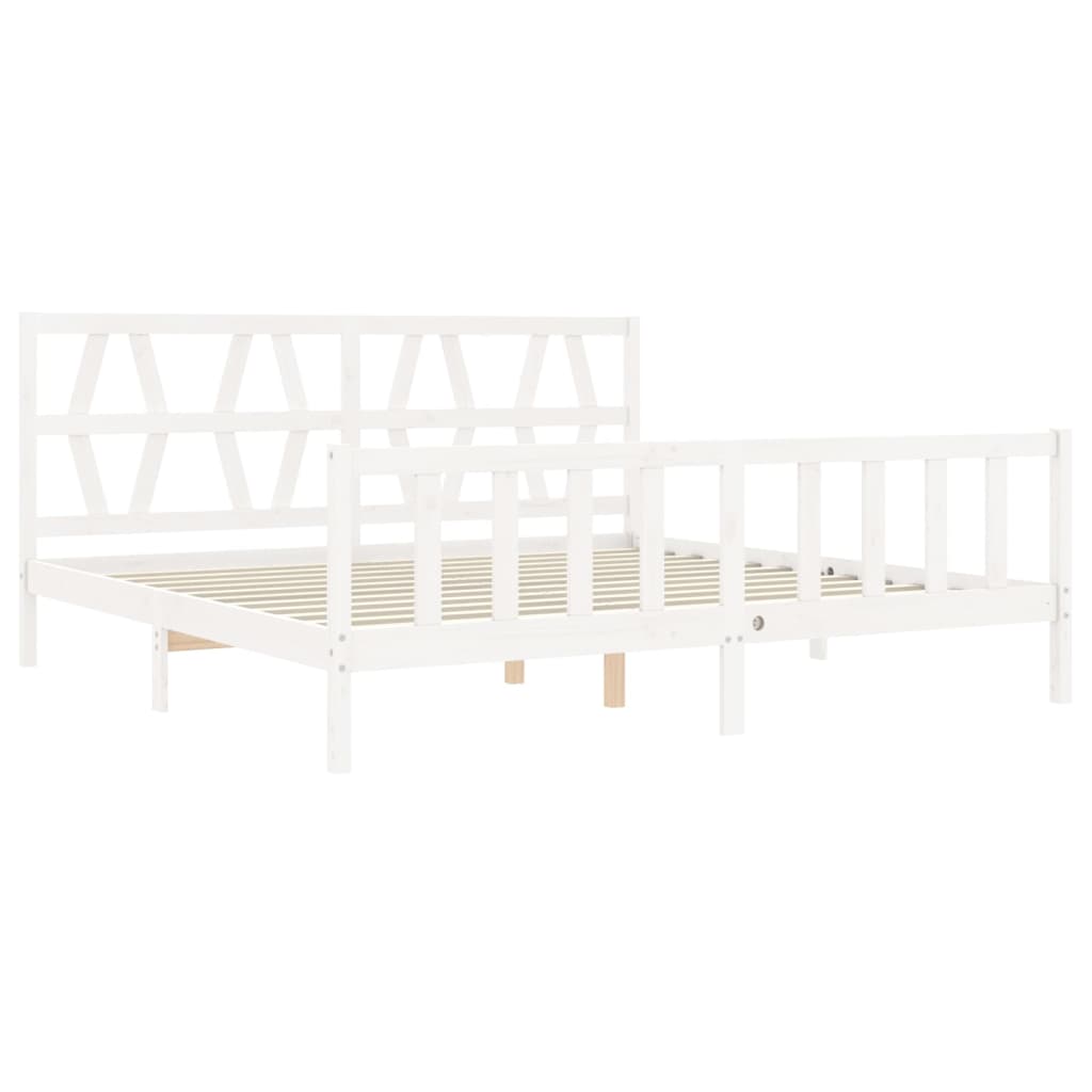 Cadre de lit sans matelas blanc 200x200 cm bois massif de pin - XIOS