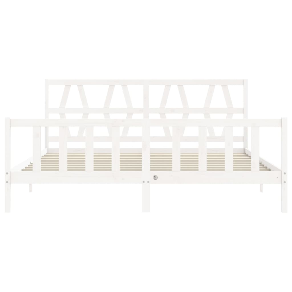 Cadre de lit sans matelas blanc 200x200 cm bois massif de pin - XIOS