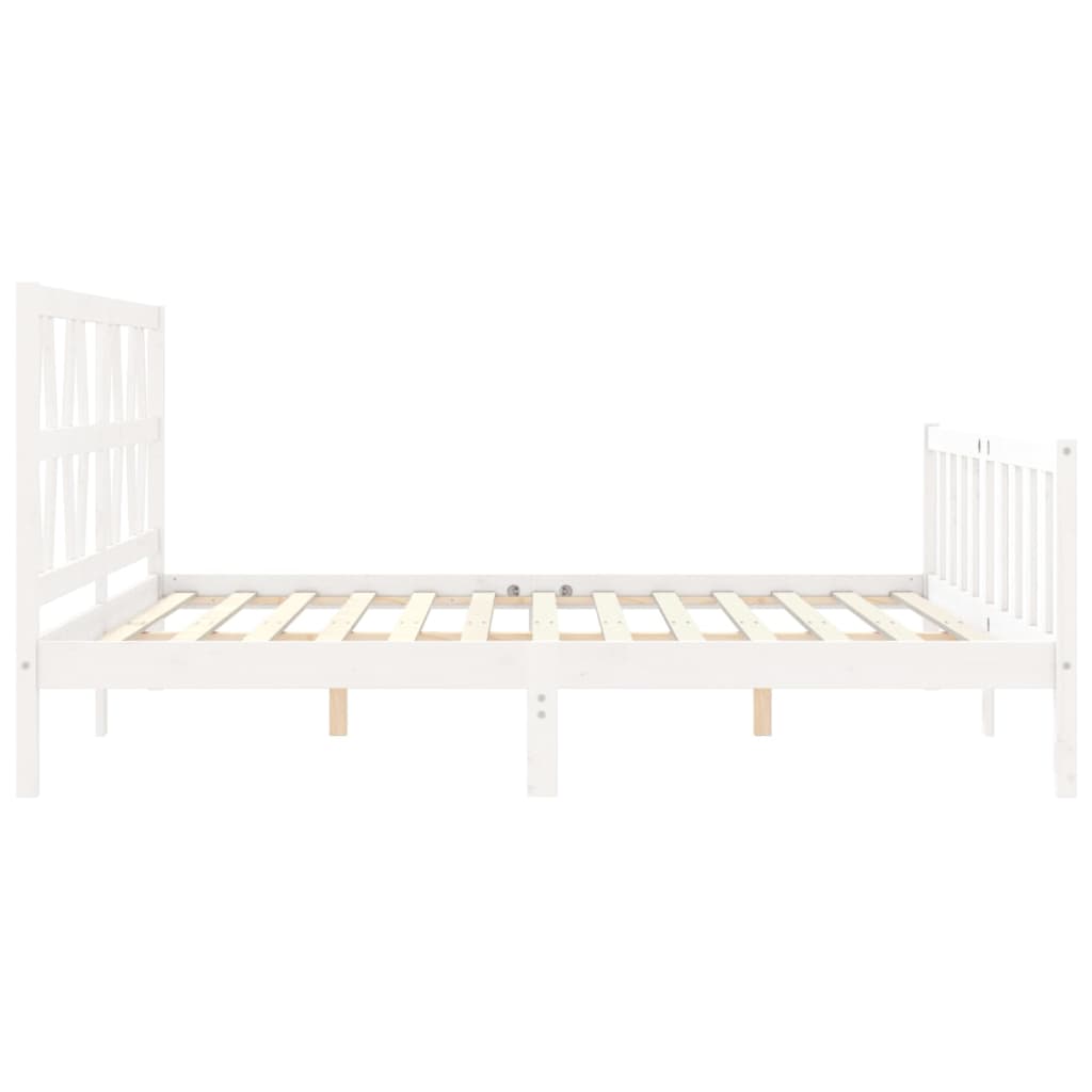 Cadre de lit sans matelas blanc 200x200 cm bois massif de pin - XIOS