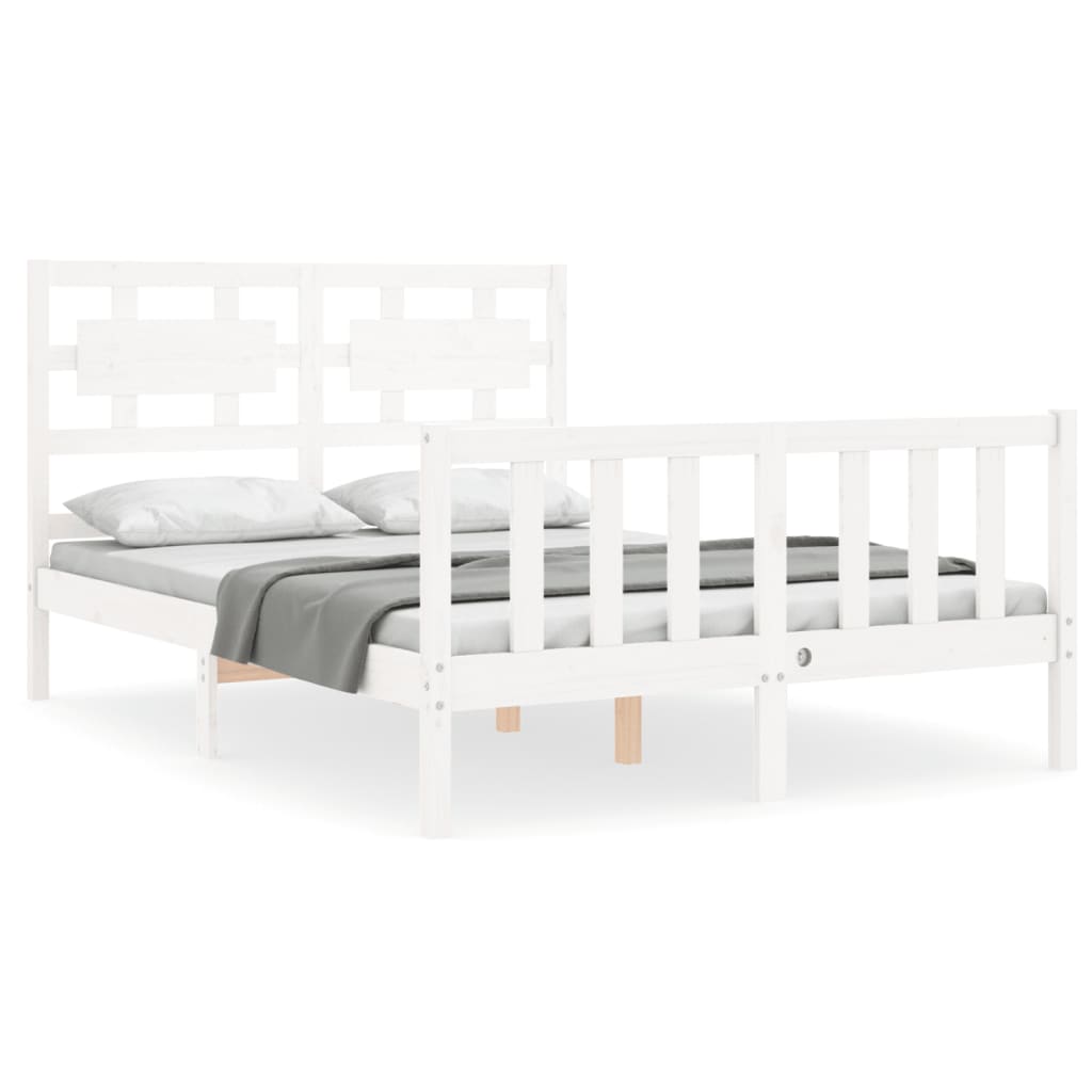 Cadre de lit sans matelas blanc bois de pin massif - XIOS