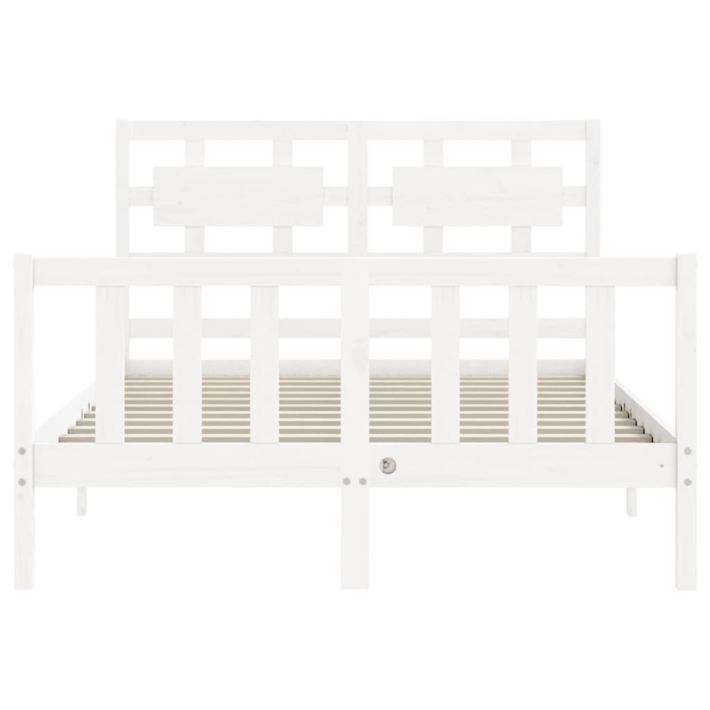 Cadre de lit sans matelas blanc bois de pin massif - XIOS