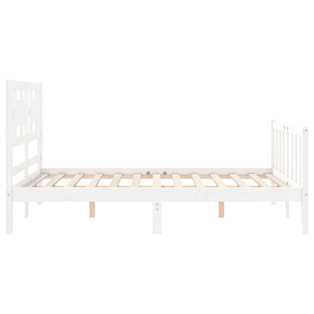 Cadre de lit sans matelas blanc bois de pin massif - XIOS