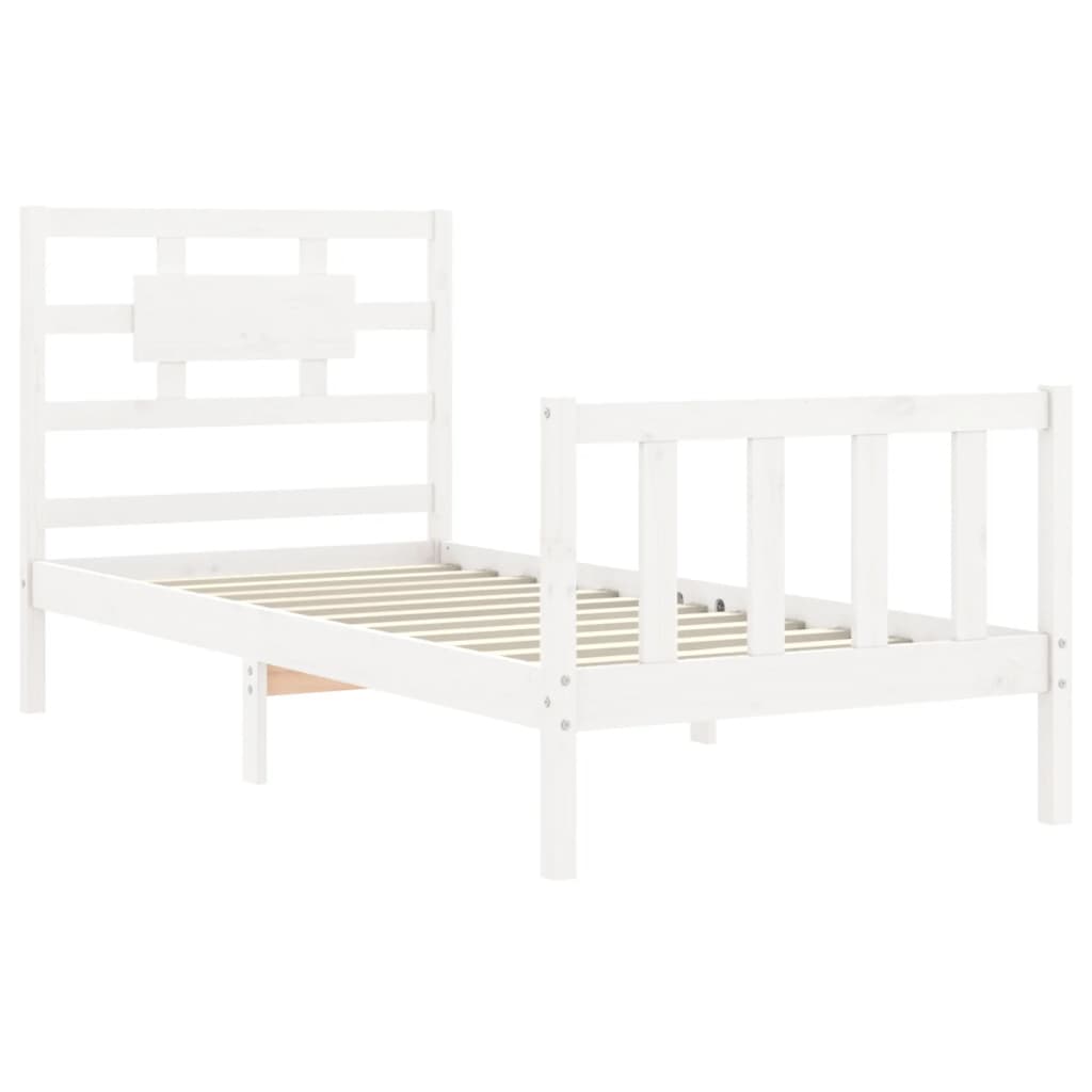 Cadre de lit sans matelas blanc 90x200 cm bois de pin massif - XIOS