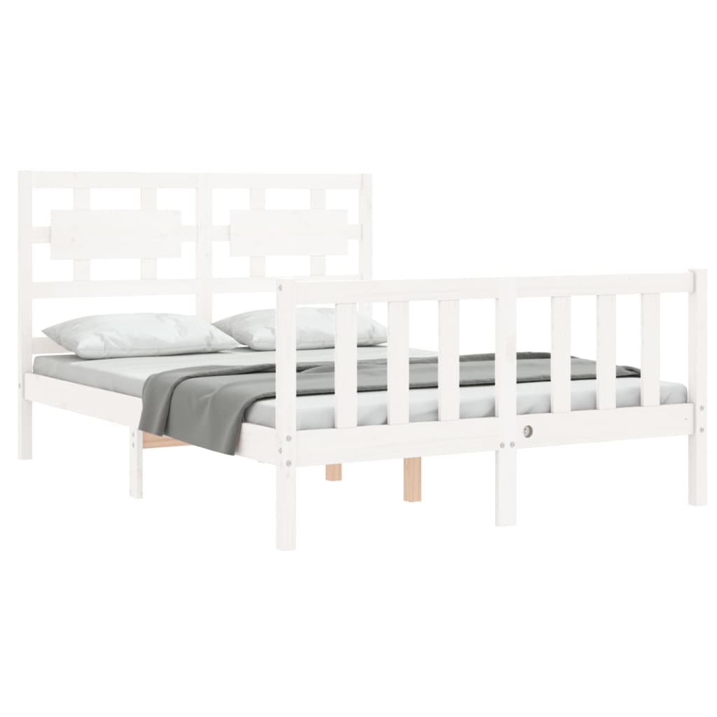 Cadre de lit sans matelas blanc 120x200 cm bois de pin massif - XIOS