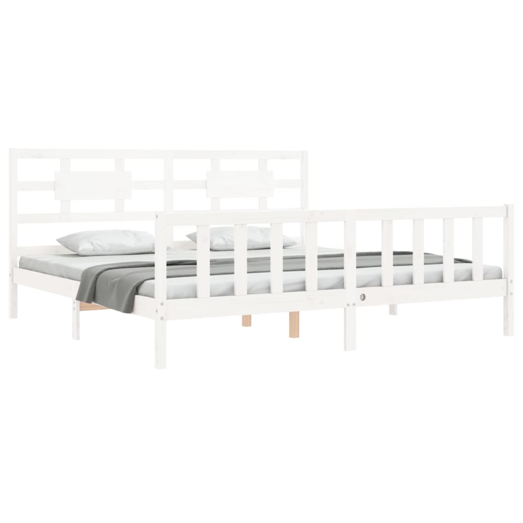 Cadre de lit sans matelas blanc 200x200 cm bois massif de pin - XIOS