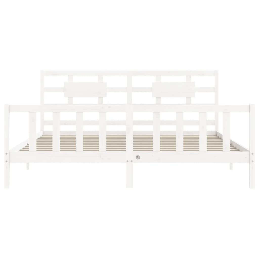 Cadre de lit sans matelas blanc 200x200 cm bois massif de pin - XIOS