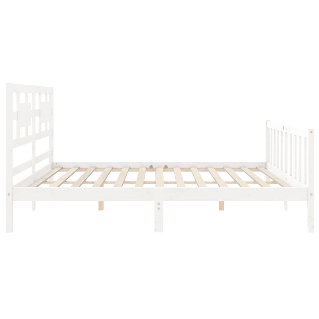 Cadre de lit sans matelas blanc 200x200 cm bois massif de pin - XIOS