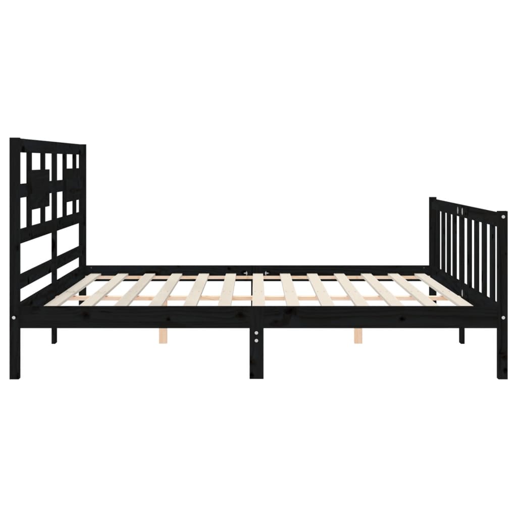 Cadre de lit sans matelas noir 200x200 cm bois massif de pin - XIOS
