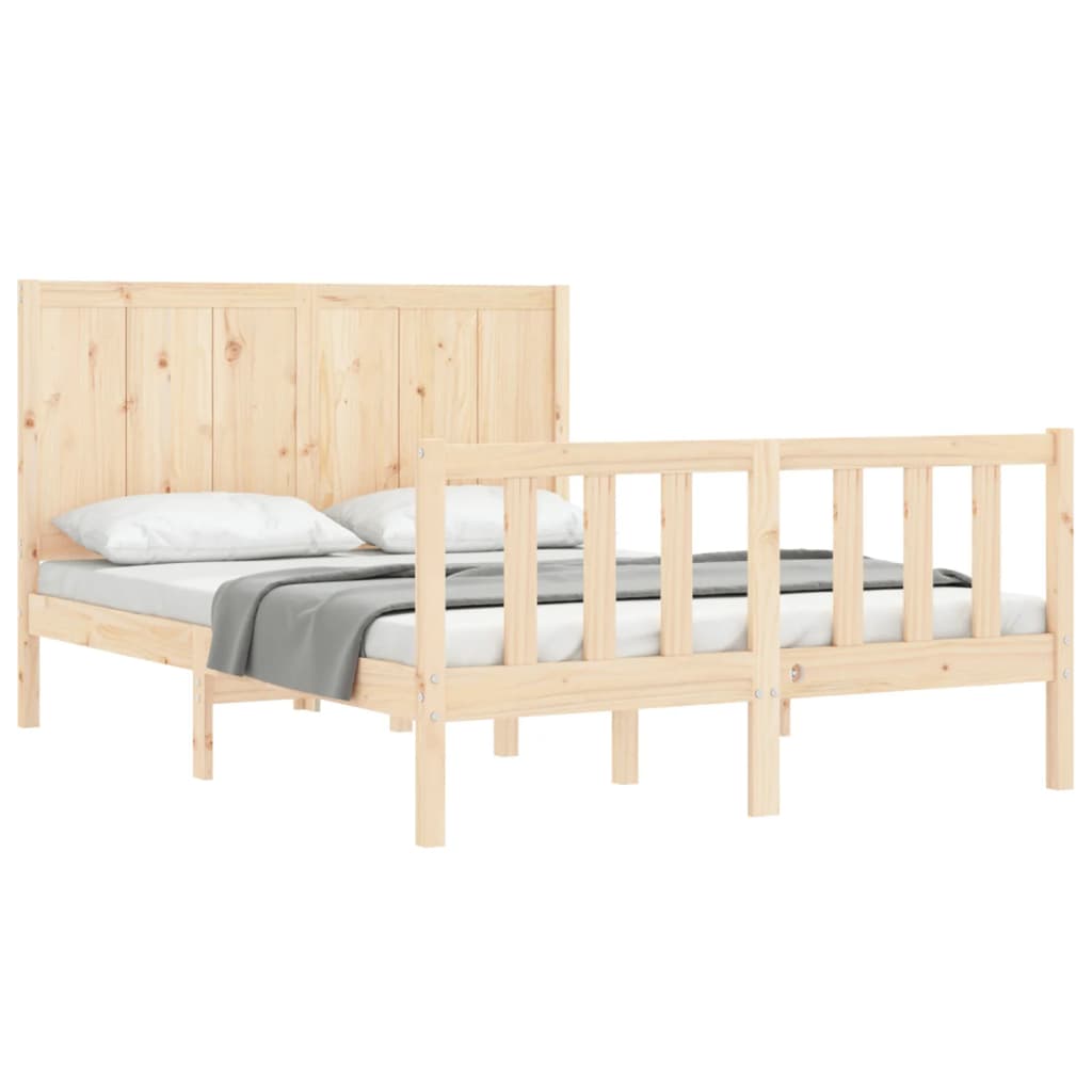 Cadre de lit sans matelas 140x190 cm bois de pin massif - XIOS
