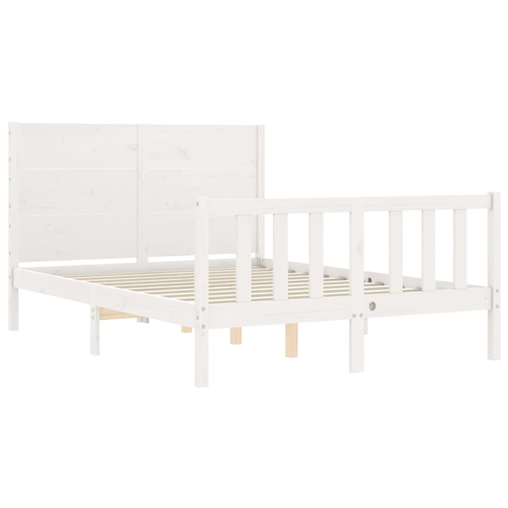 Cadre de lit sans matelas blanc 140x190 cm bois de pin massif - XIOS