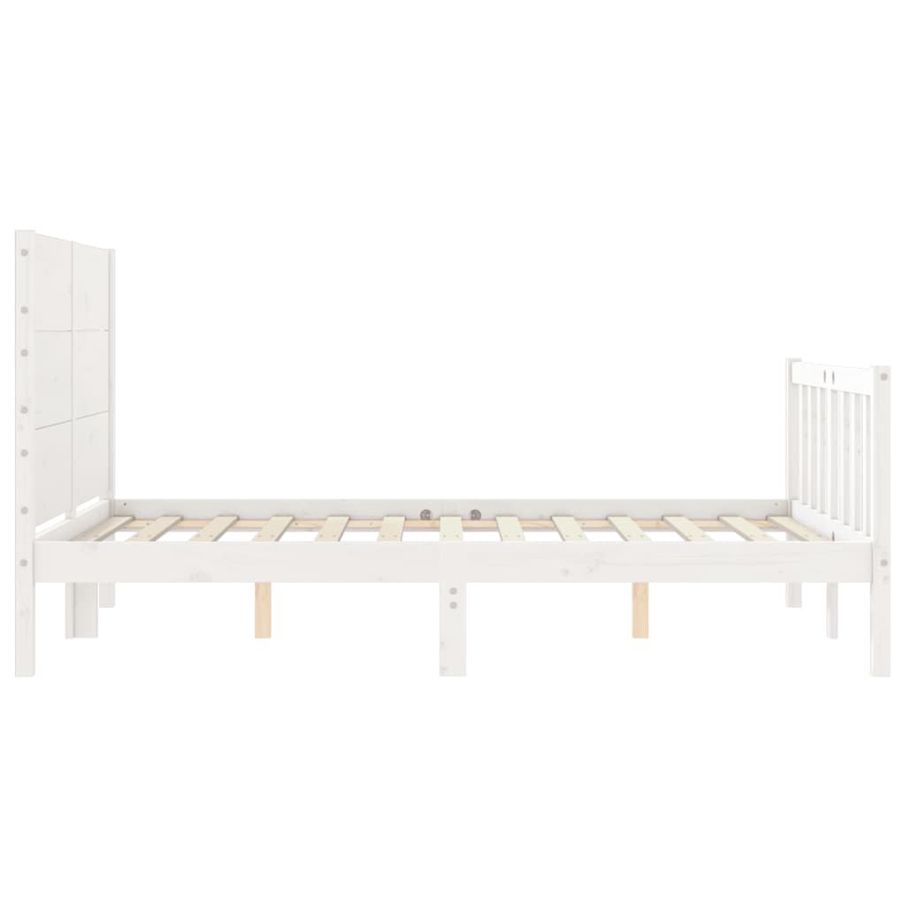 Cadre de lit sans matelas blanc 140x190 cm bois de pin massif - XIOS