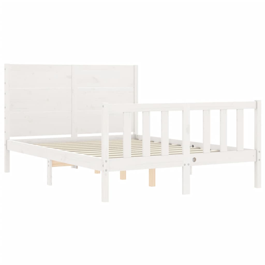 Cadre de lit sans matelas blanc 140x200 cm bois de pin massif - XIOS
