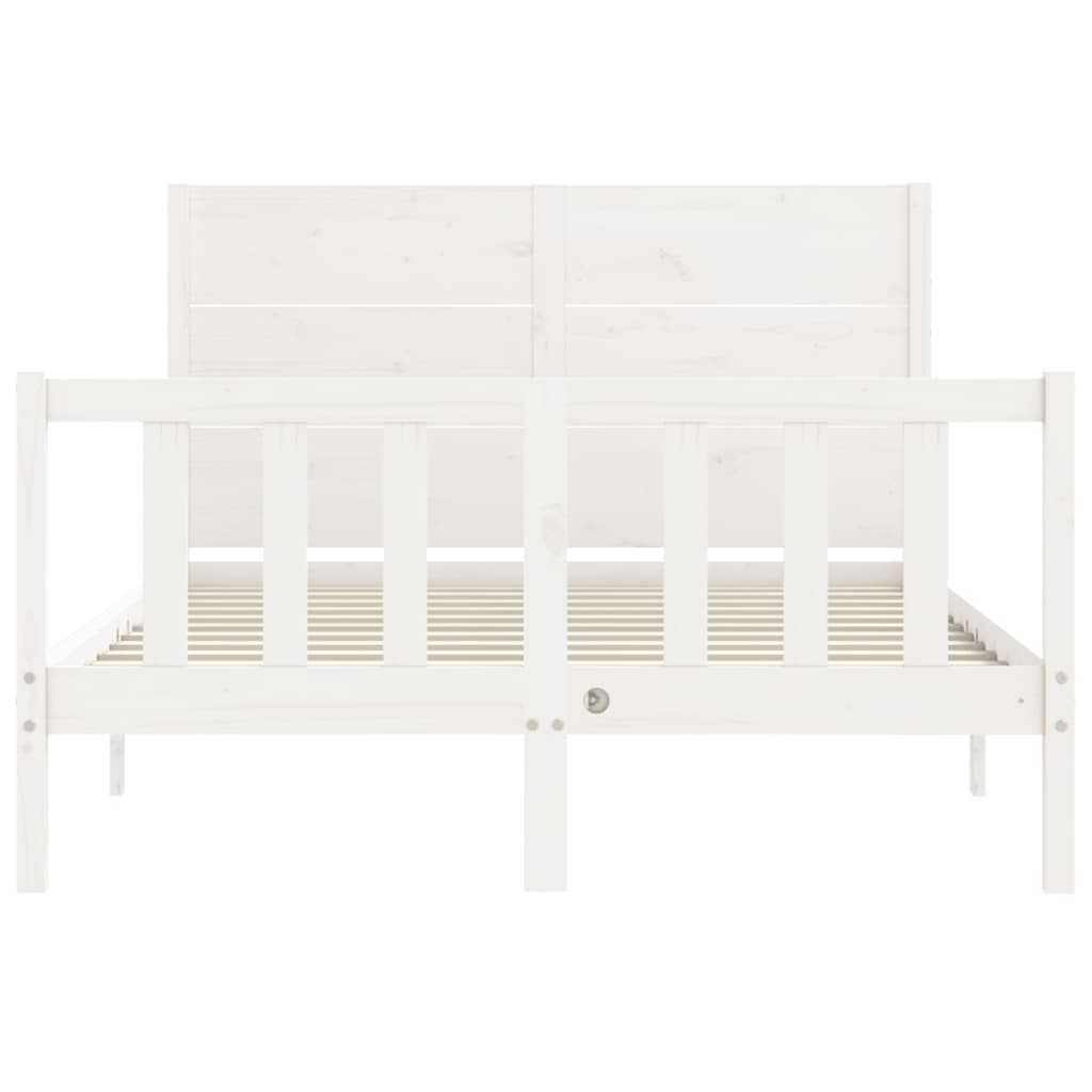 Cadre de lit sans matelas blanc 140x200 cm bois de pin massif - XIOS