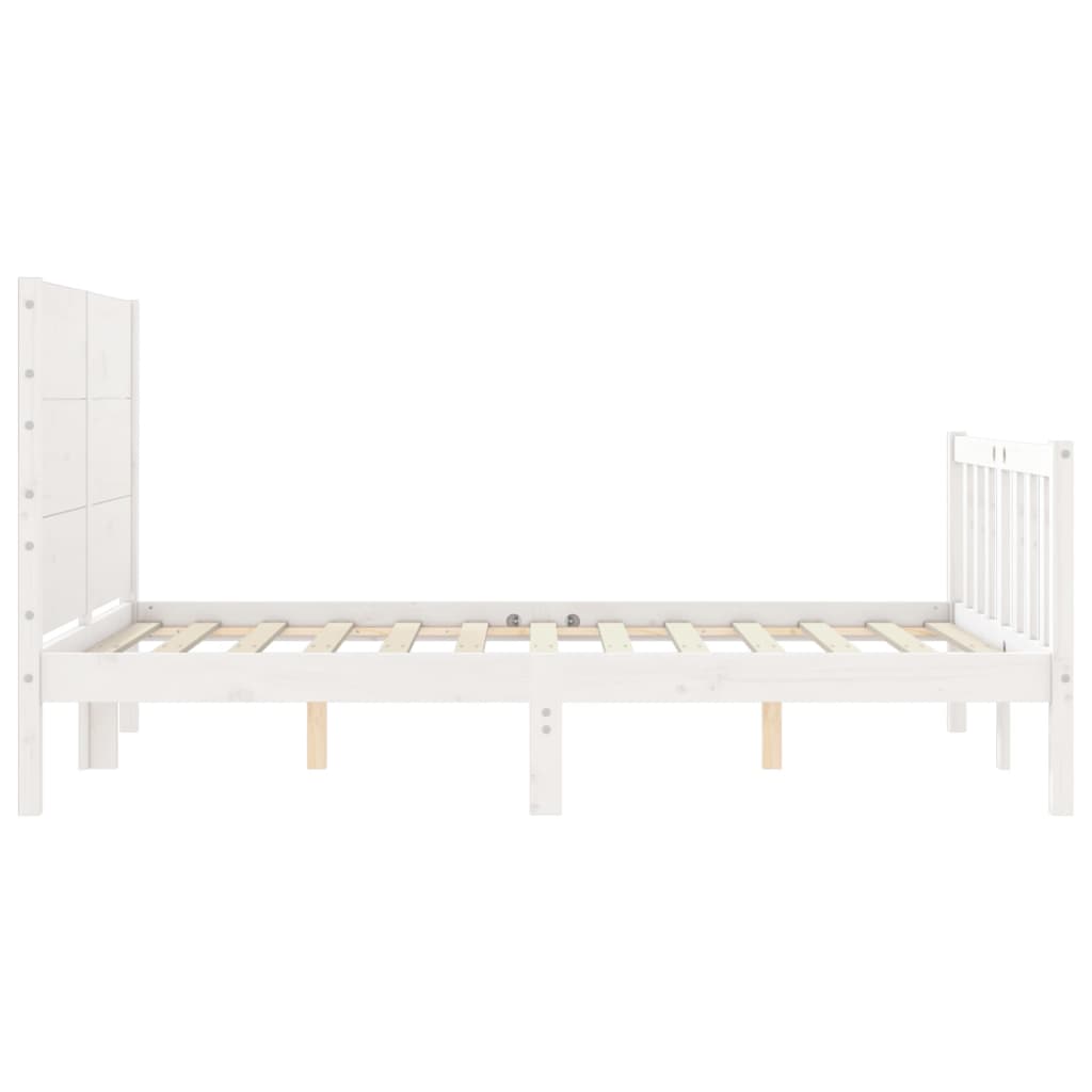 Cadre de lit sans matelas blanc 140x200 cm bois de pin massif - XIOS
