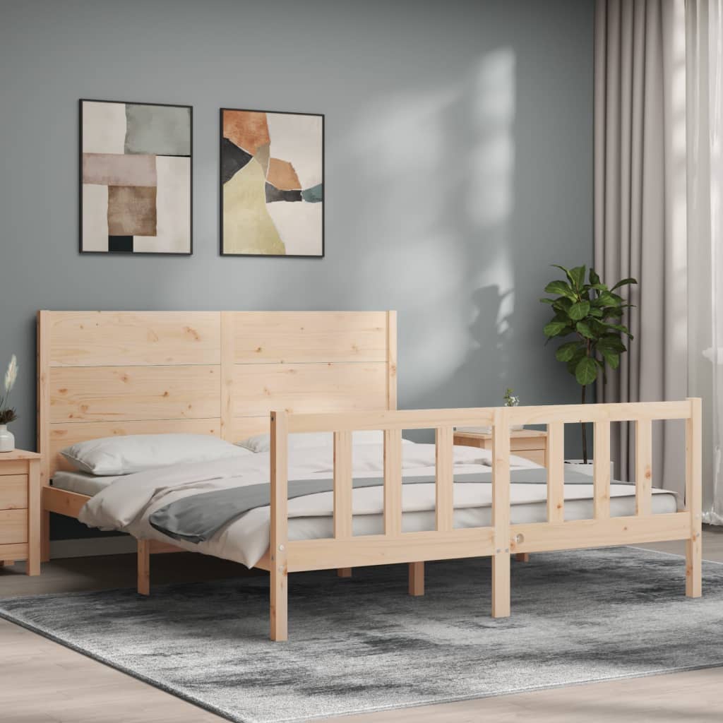 Cadre de lit sans matelas 160x200 cm bois massif de pin - XIOS