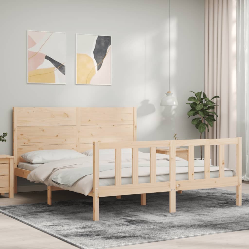 Cadre de lit sans matelas 160x200 cm bois massif de pin - XIOS