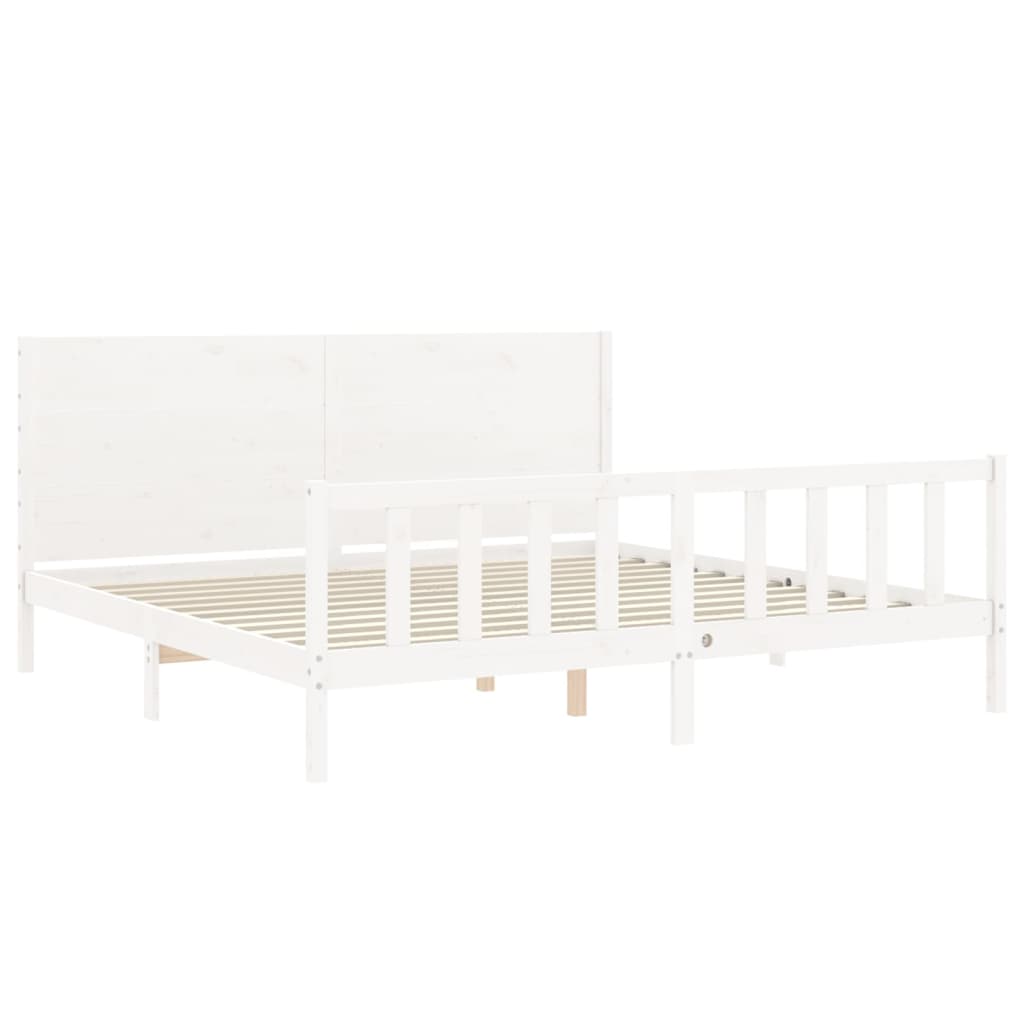Cadre de lit sans matelas blanc 200x200 cm bois massif de pin - XIOS