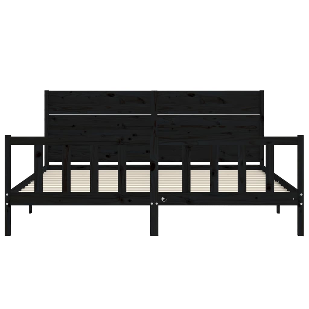 Cadre de lit sans matelas noir 200x200 cm bois massif de pin - XIOS