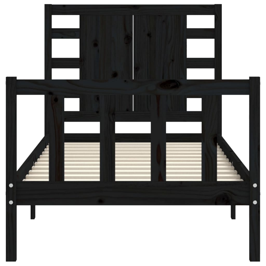 Cadre de lit sans matelas noir bois de pin massif - XIOS