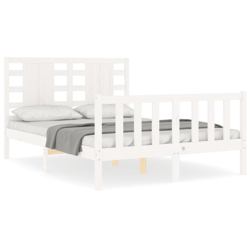 Cadre de lit sans matelas blanc bois de pin massif - XIOS
