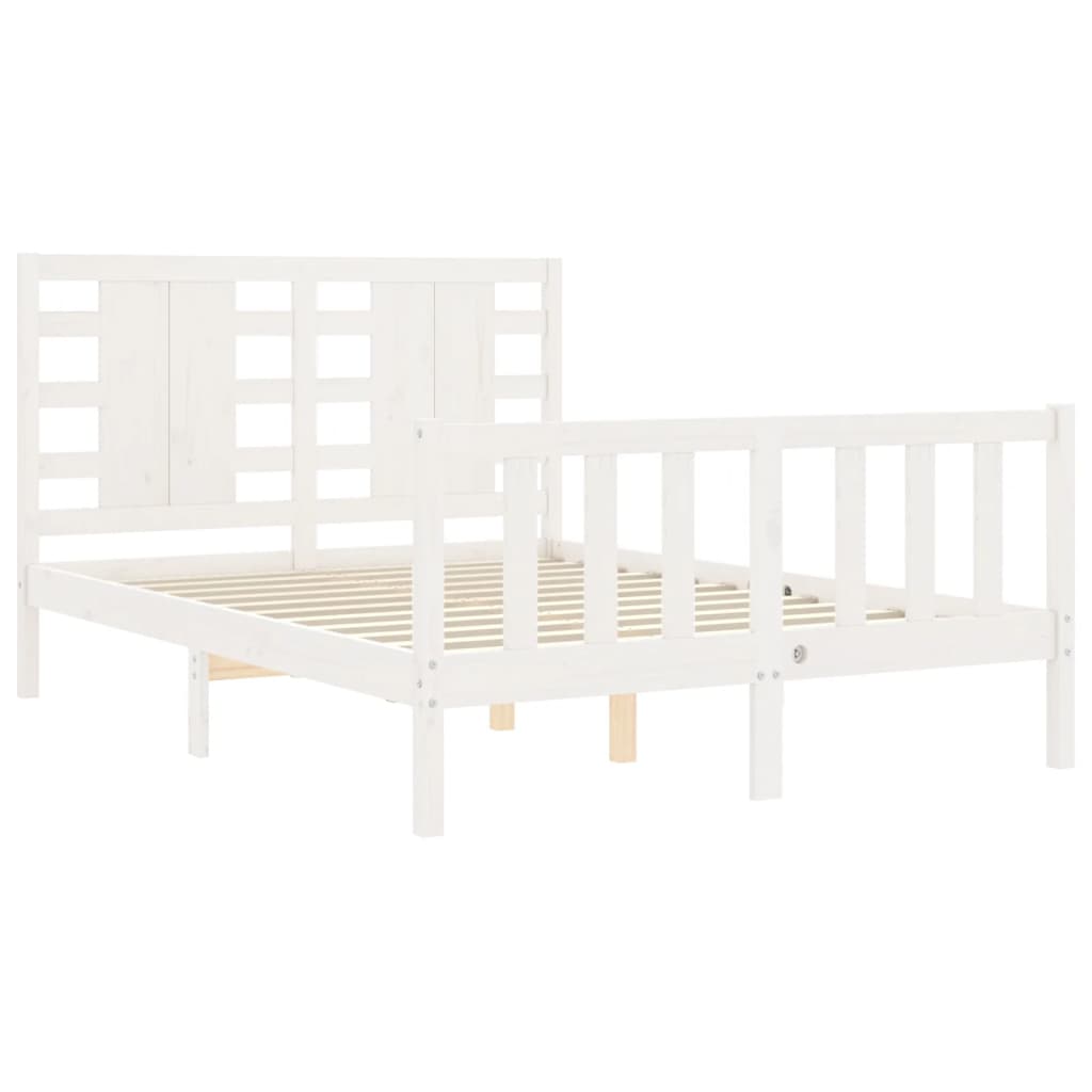 Cadre de lit sans matelas blanc bois de pin massif - XIOS