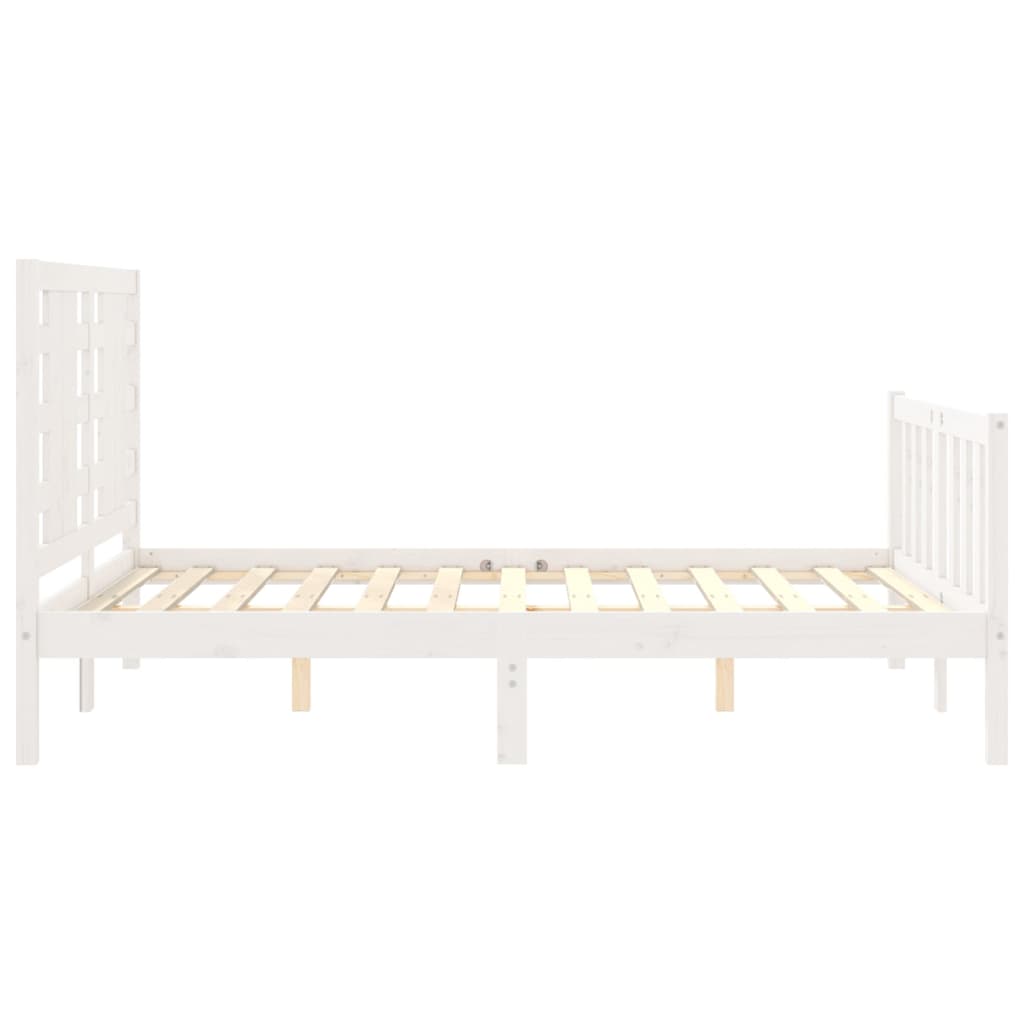 Cadre de lit sans matelas blanc bois de pin massif - XIOS