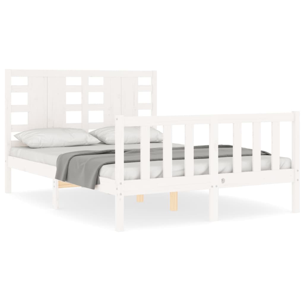 Cadre de lit sans matelas blanc 120x200 cm bois de pin massif - XIOS