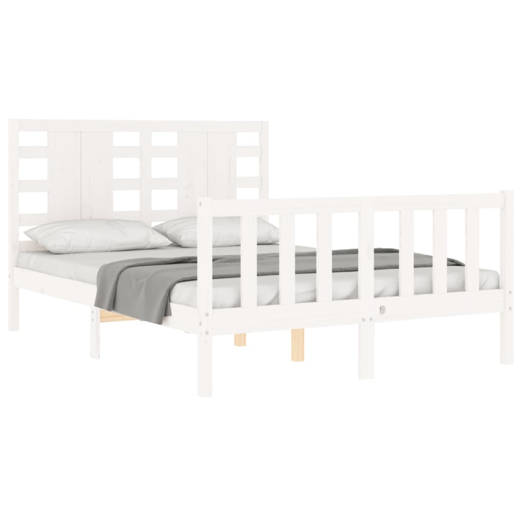 Cadre de lit sans matelas blanc 120x200 cm bois de pin massif - XIOS