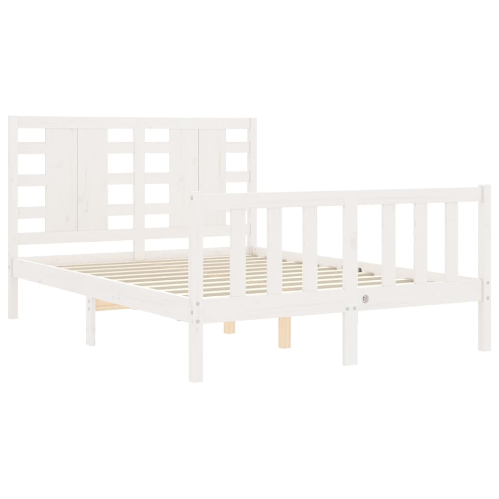 Cadre de lit sans matelas blanc 120x200 cm bois de pin massif - XIOS