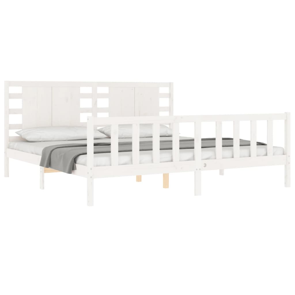 Cadre de lit sans matelas blanc 200x200 cm bois massif de pin - XIOS