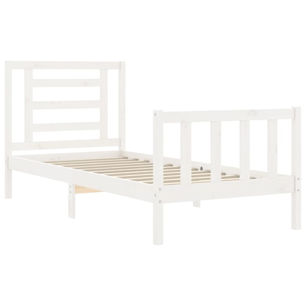 Cadre de lit sans matelas blanc bois de pin massif - XIOS