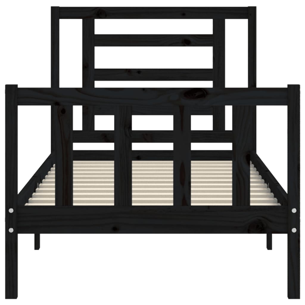 Cadre de lit sans matelas noir bois de pin massif - XIOS