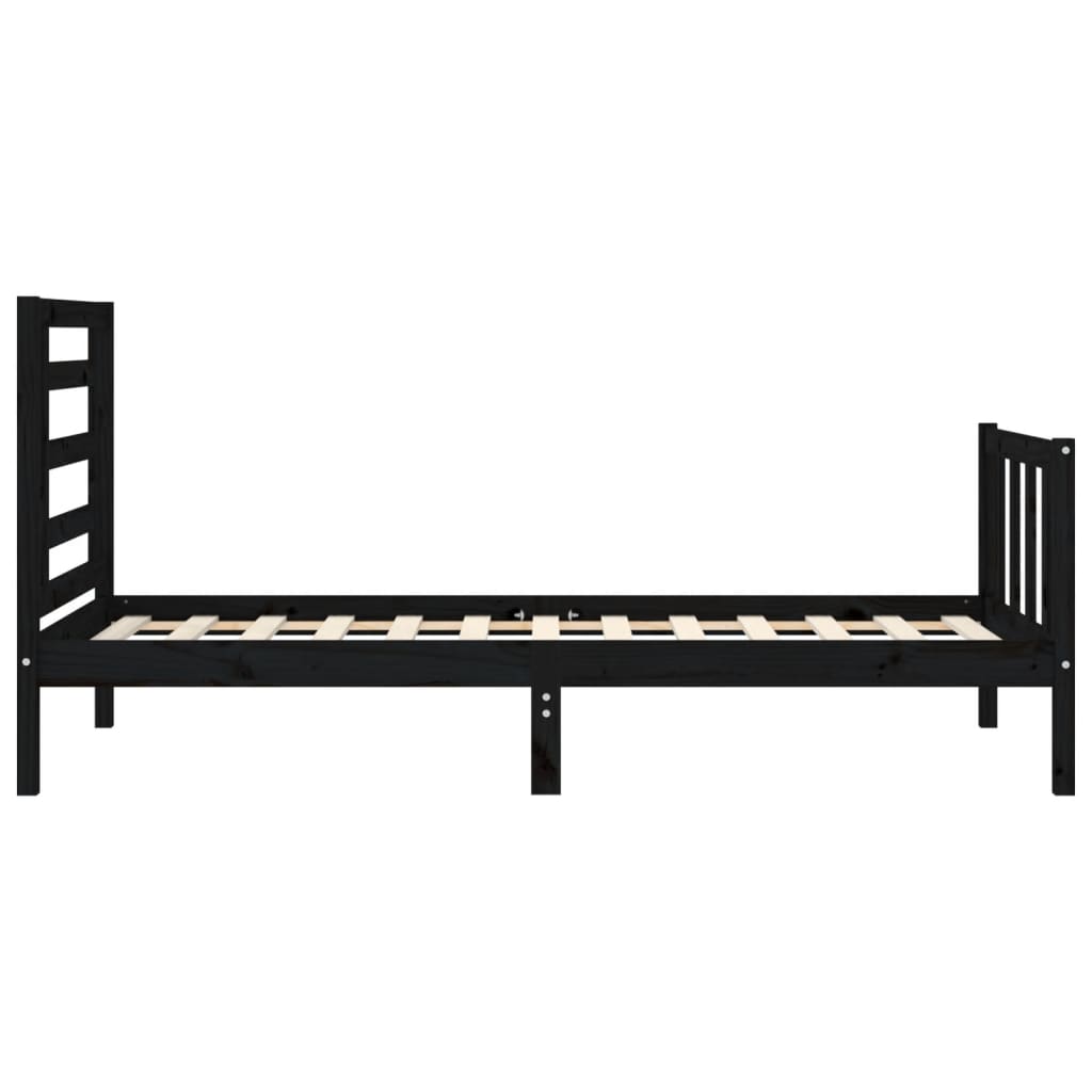 Cadre de lit sans matelas noir bois de pin massif - XIOS