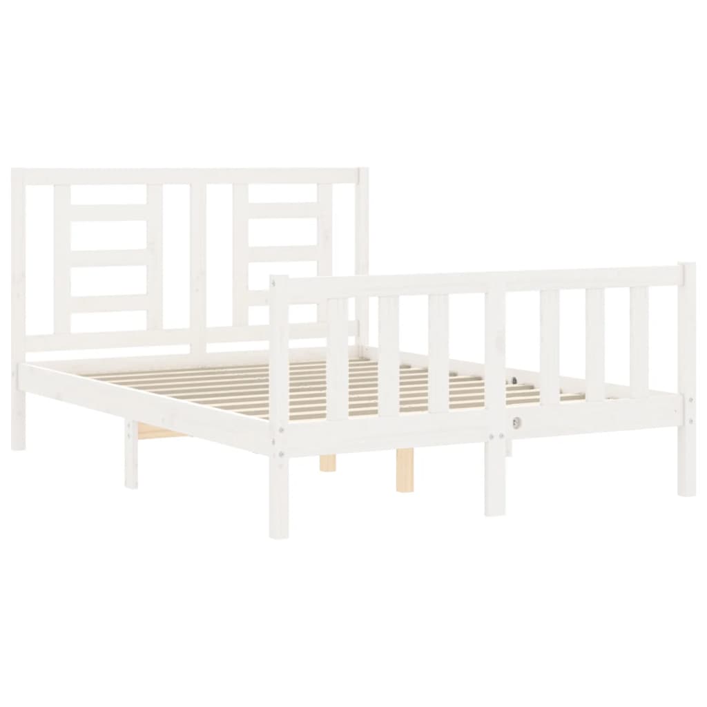 Cadre de lit sans matelas blanc bois de pin massif - XIOS