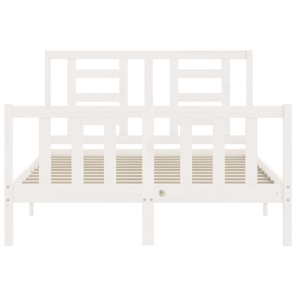 Cadre de lit sans matelas blanc 140x190 cm bois de pin massif - XIOS