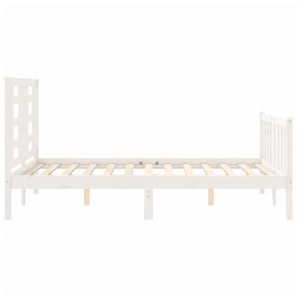 Cadre de lit sans matelas blanc 140x190 cm bois de pin massif - XIOS
