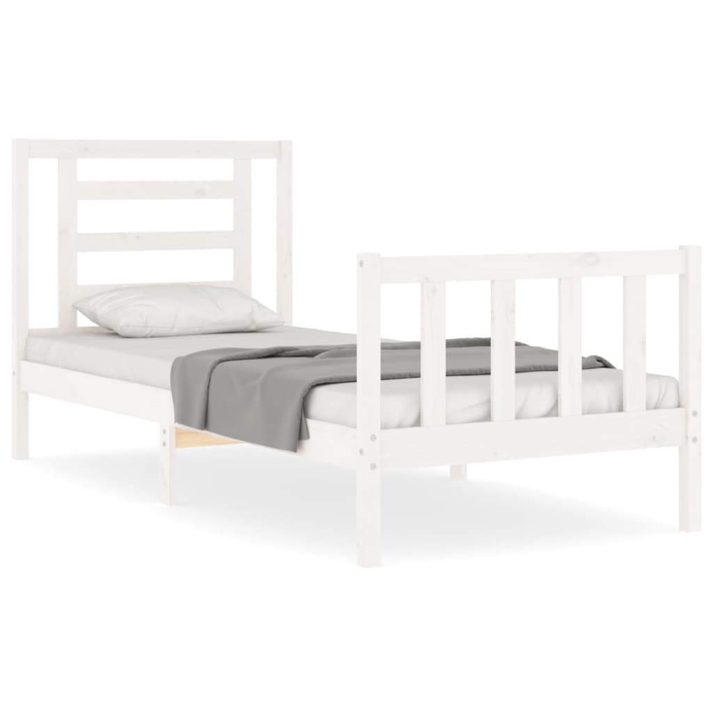 Cadre de lit sans matelas blanc 90x200 cm bois de pin massif - XIOS
