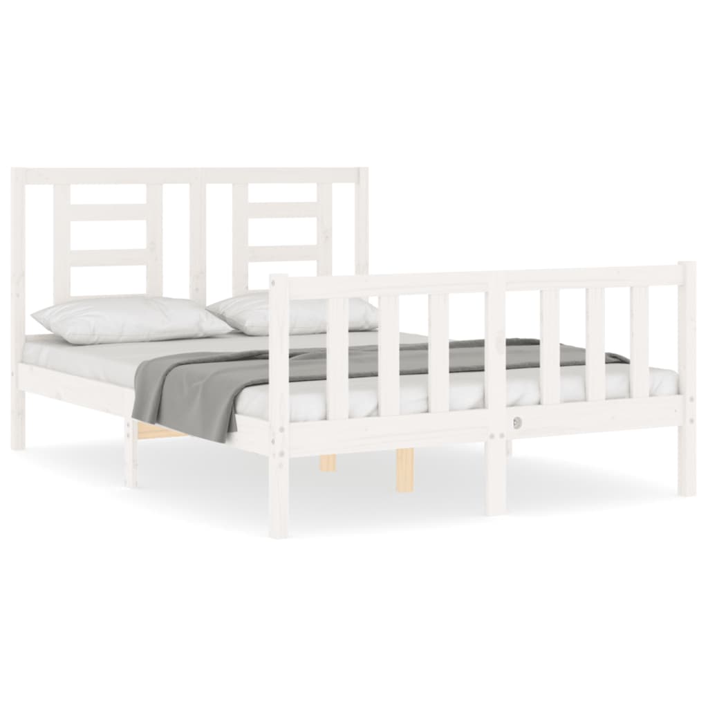 Cadre de lit sans matelas blanc 120x200 cm bois de pin massif - XIOS