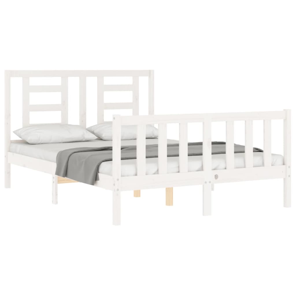 Cadre de lit sans matelas blanc 120x200 cm bois de pin massif - XIOS